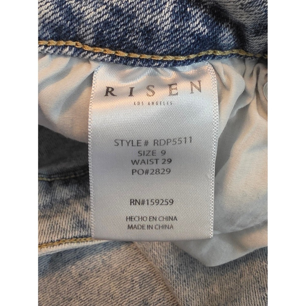 Risen High Rise Frayed Ankle Wide Leg Jeans Light Wash Distressed Womens 9/29 - Picture 11 of 13